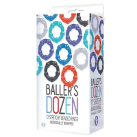 Baller's Dozen -– 12-Pack Super-Stretchy TPR Cock Rings Beaded